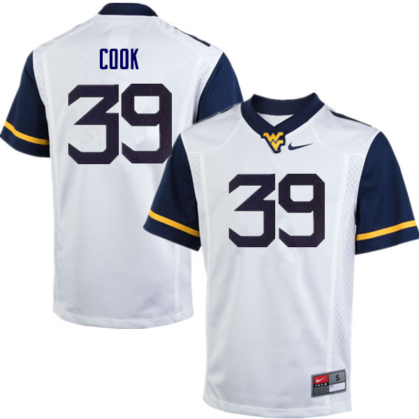 NCAA Men's Henry Cook West Virginia Mountaineers White #39 Nike Stitched Football College Authentic Jersey WT23C45QD
